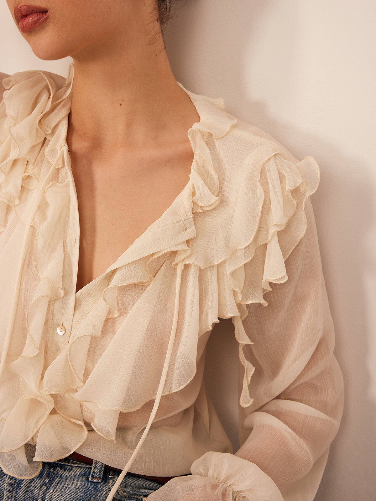 Ruffle Chiffon Shirt