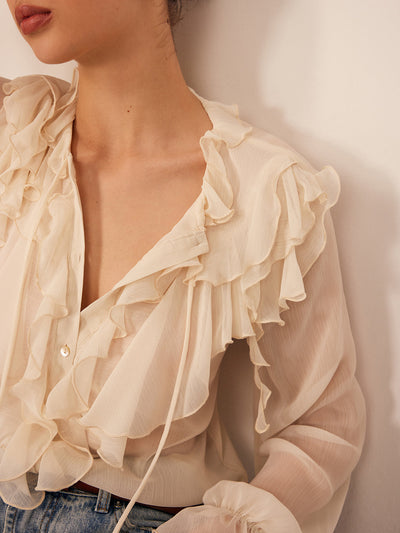 Ruffle Chiffon Shirt