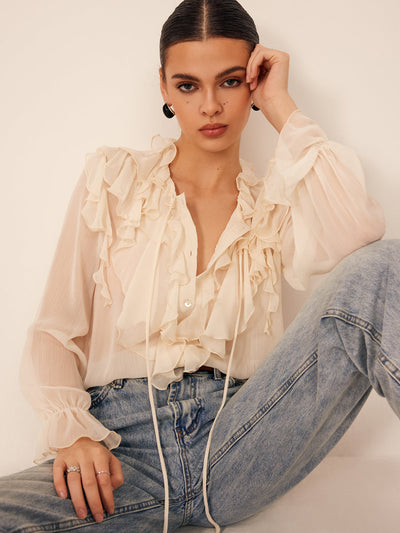 Ruffle Chiffon Shirt