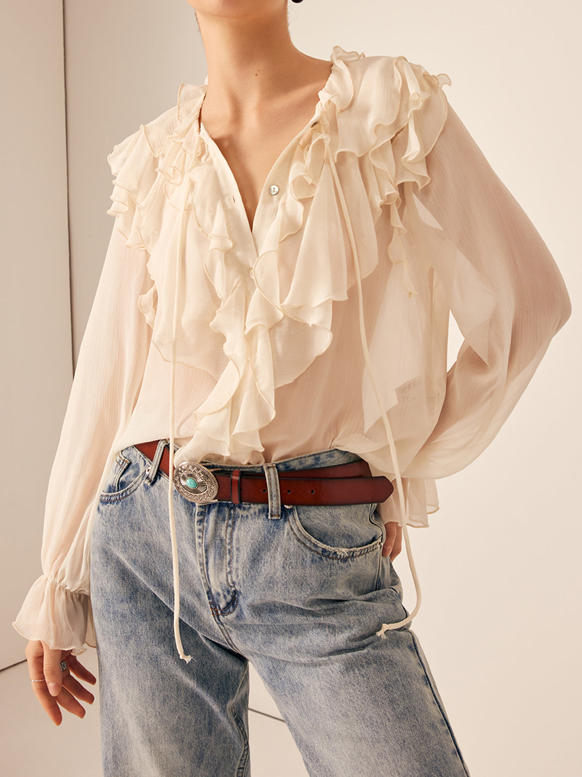 Ruffle Chiffon Shirt