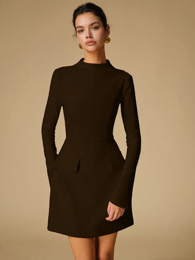 Mock Neck Plain Dress