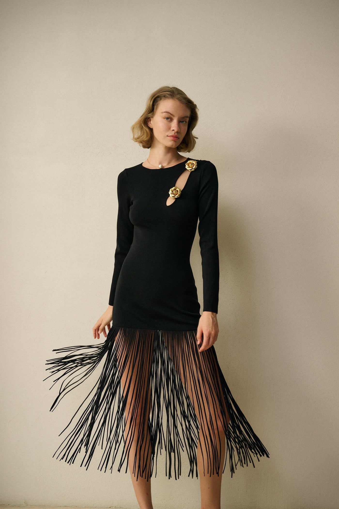 Rosette Fringed Dress