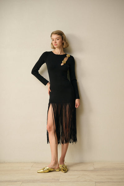 Rosette Fringed Dress