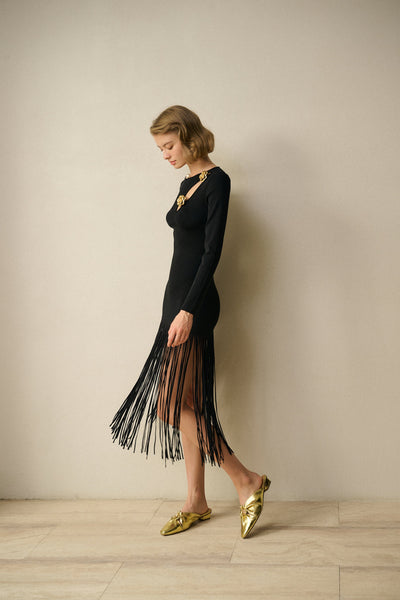 Rosette Fringed Dress