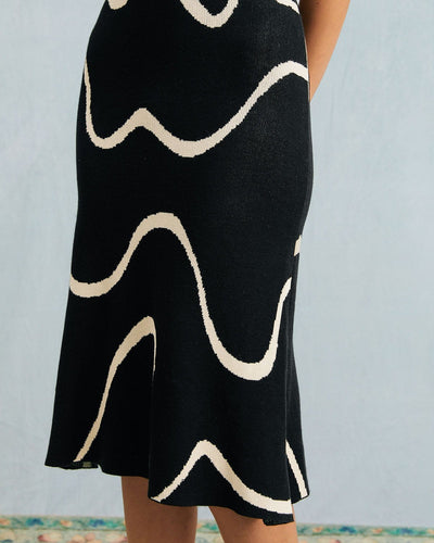 Black Wave Knit Dress